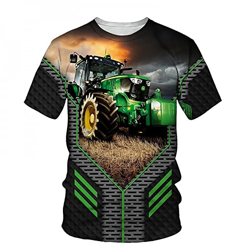 HUIGUANG Hommes 3D Imprimé T-Shirts Impression 3D T-Shirts Tracteur Voiture Agriculteur Mode Streetwear Hommes Femmes Sport Décontracté Surdimensionné T-Shirt Enfants T-Shirts Hauts Vêtements