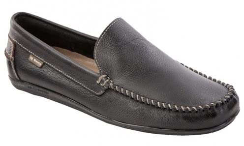DJ Santa 1860 Mocassins en cuir souple, confortable, confortable, type 24 heures, Noir , 42 EU