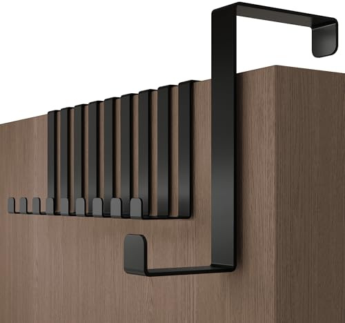 Menz Attaccapanni da porta - 10 pezzi, nero - sostegni per porta 4,1 cm e 4,6 cm, appendiabiti per varco, supporti per interni, appendino universale Türhaken