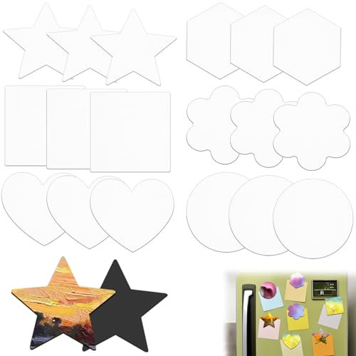 18Pcs Painting Canvas Panel, Canvas Boards magnetische leinwände zum malen, Leinwand Malzubehör kleine Leinwände für Malwerkzeuge, geeignet für Kühlschrankdekoration Magnet Leinwände Malen(6 Formen)