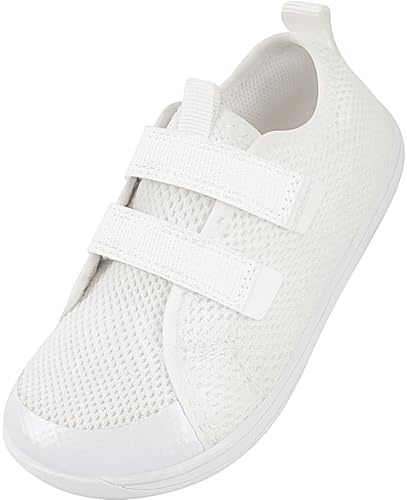 Kids Wide Barefoot Shoes Boys Girls Minimalist School Walking Shoes Trail Running Shoes Walking Sneaker(White, 7.5UK Child Wide)