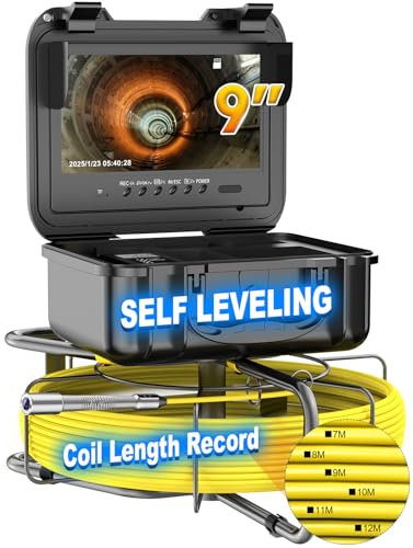 Dnenellr Telecamera Ispezione Tubi 75M, 1080P Videoispezione per Tubazioni, Autolivellante, Contametri, DVR, Sonda con Telecamera per Ispezione Tubi Fognature, Piscine e Scarichi, Impermeabile IP65