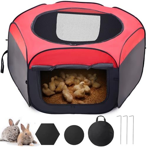 GHWMYD Parc Enfant pour Petits Animaux, Enclos Extérieur pour Chien, Chat, Lapin, Furet, Cochon d'Inde, Oxford 420D Cages Pliable Parc avec Fermeture Éclair de Compagnie, Tente pour Bébé Poules