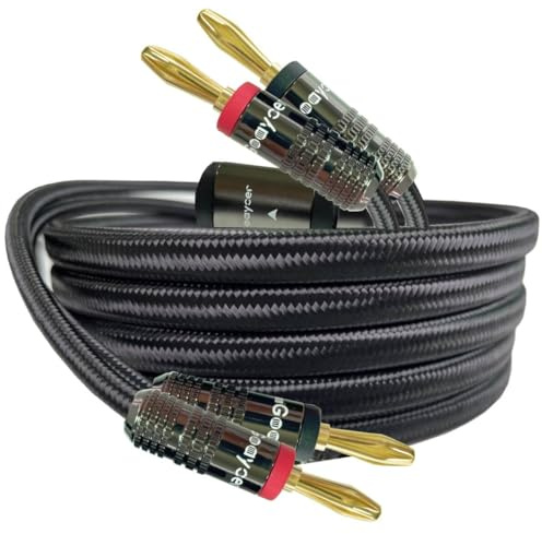 Goaycer Cable de altavoz de 10 pies con conectores banana, cable de altavoz de cobre sin oxígeno (OFC) de calibre 14, 10 pies