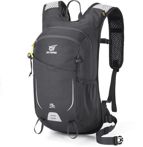 SKYSPER Wanderrucksack 15L Leichter Rucksack Wandern kleiner Trekkingsrucksack Atmungsaktiver Tagesrucksack mit Handytasche für Damen Herren