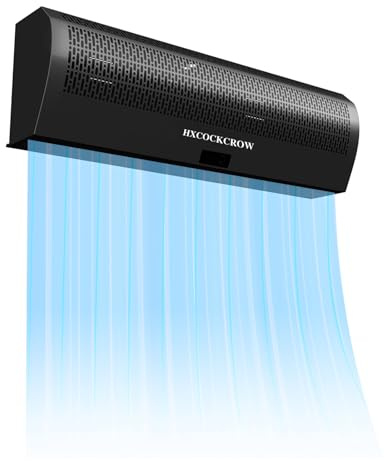 HXCOCKCROW 36 Inch Air Curtain for Doors Commercial, Matte Black Powerful 1350CFM/2363FPM Air Door Fan with Door Magnetic Switch to Keep Bugs Out for Home, Restaurant, Garage, Warehouse