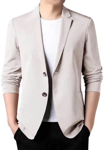 Genérico Blazer Hombre Casual, Americanas De Hombre De Primavera con Solapa Color Puro Delgada Casual Negocios Chaqueta Delgada Primavera Y Verano Chaqueta De Traje para Bodas Y Negocio