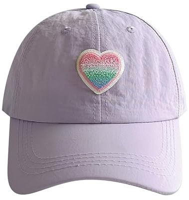 JIAHG Casquette de Base-Ball Fille été Motif à Cœur Coloré Casquette Visière pour Enfant 3-8 Ans Chapeau de Soleil Léger Respirant Réglable pour Aller à l'école, Course, Cyclisme