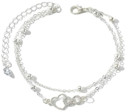 Maslasee Ankle Bracelets for Women, 925 Sterling Silver Anklets for Women's Pendants Coins Waterproof Dainty Layered Design Sparkling Gift for Her with 6cm Extender