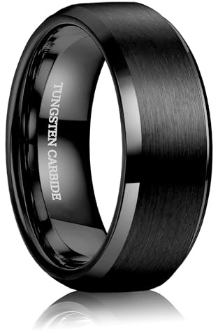 YADOCA Bague Homme Tungstène 8mm, Alliance Homme Bagues Anneau de Mariage/Fiançailles/d'Amitié/Bague de Qualité Argent Noir Bijoux de Mode, Taille 52(16.6)-72(22.9)