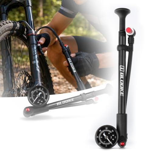 Pompe à choc pour VTT - Amortisseur de fourche à air - 300 psi - Pompe à amortisseur haute pression avec manomètre - Pour VTT - Sans perte d'air - Valve Schrader