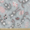 ABAKUHAUS Ostern Gewebe als Meterware, Kinder Spielzeug Lustige Hasen, Schön Gewebten Stoff für Polster und Wohnaccessoires, 1M (148x100cm), Schwarz Korallenrot