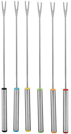 Fourchettes à Fondue en acier inoxydable, 6 pièces 9.5in fourchettes à pot à poignée colorée vaisselle outil de cuisine pour dessert au chocolat à la viande de fromageFourchettes de table