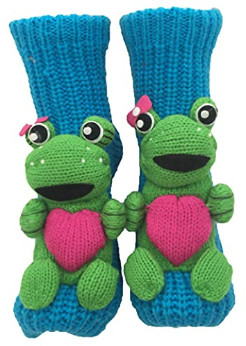 Ulalaza Halkfria hushållsgolvstrumpor stickad tröja vardagliga strumpor tofflor strumpor för kvinnor, 01frog Syster, en storlek