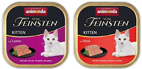 animonda Vom Feinsten Kitten, Nassfutter für wachsende Katzen im ersten Lebensjahr, mit Lamm, 32 x 100 g & Kitten, Nassfutter für wachsende Katzen im ersten Lebensjahr, mit Rind, 32 x 100 g