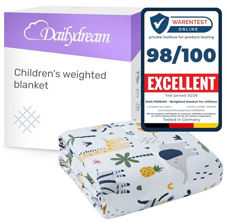 Dailydream Manta con Peso para niños, 100% algodón, 2,3 kg, 90 x 120 cm, diseño de Safari