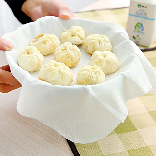 Alvinlite Baumwolle Dampfer Tuch 6 Stück Dämpfer Matte Wiederverwendbar Antihaft Steamer Pad, Dampfgarer Einlagen, Bambusdämpfer, für Dampfkörbe Dim Sum, 32 x 32cm
