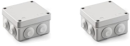 FAMATEL – Wasserdichte Abzweigdose IP55 I Hologenfrei | Hohe Schlagfestigkeit | Schrauben 1/4 Drehung | Einfache Montage I metrischer Kegel I Grau (Packung mit 2)