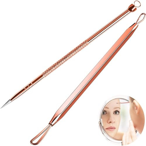 XingFuDM 2 Stück Mitesserentferner,Komedonenquetscher,Milien Entferner, Komedonenheber,Skin Picking Pickelentferner,Porenreiniger, Akne Mitesser Entferner Extraktor Tools für Die Gesichtspflege