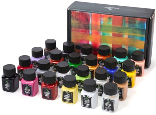Smalltongue 24 Colors Metal Acrylic Leather Paint Kit, Each (30 ml/1 fl oz.), for Shoes, Sneaker, Couches, Bags, Car Seat, Acrylic Leather Dye Set for Beginner, Perfect for Airbrush