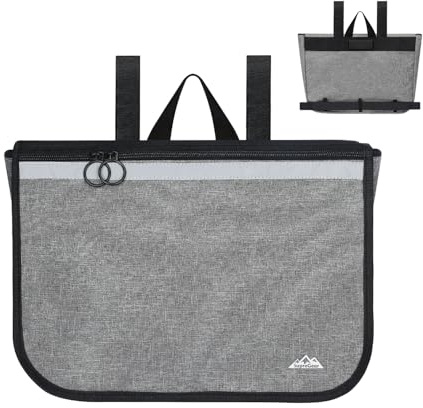 supregear Borsa Laterale per Sedia a Rotelle, Tasca Multifunzionale Laterale per Rollator Carrozzine e Scooter per Ginocchia Adulti Anziani Tote da Viaggio Portatile, Grigio