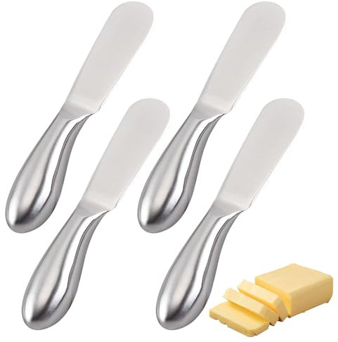 Confezione Da 4 Coltelli Da Burro, Coltelli Da Marmellata, Coltelli Da Burro Multifunzione in Acciaio Inox, Coltelli Da Formaggio, Coltelli Da Pane Con Manici, Spatole Da Dessert