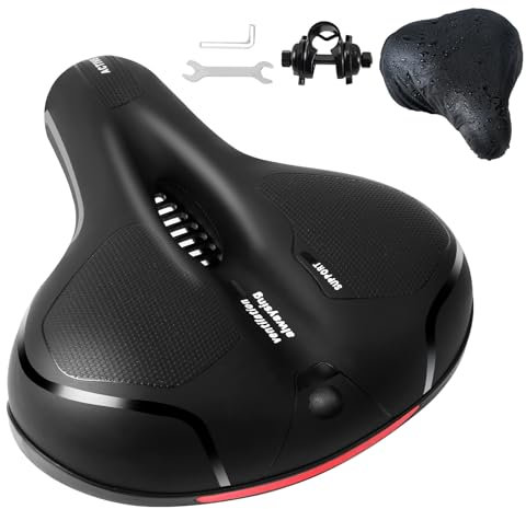 ROGTYO Fahrradsattel Cloud Comfort Pro Max, Gel Fahrradsitz, Ergonomisch Fahrrad Sattel Breiter, Weicher, Komfortabel Atmungsaktiv stoßdämpfend, Ergonomisch Fahrrad Sattel mit wasserdichte Abdeckung