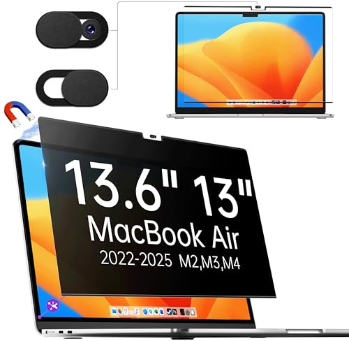Makinda - Filtro magnético de privacidad para MacBook Air 13.6/13 (2022-2025 M2、M3、M4), extraíble de pantalla anti espía filtro de privacidad para Mac Air M3 13.6 pulgadas