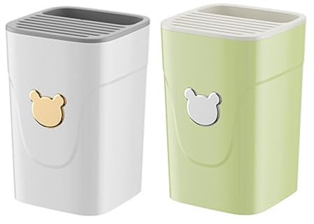 Lot de 2 blocs à couteaux 3 en 1 sans couteaux avec fentes - Bloc à couteaux universel non équipé - Rangement des ustensiles de cuisine - Organiseur de bloc à couteaux - Porte-couverts pour tous les