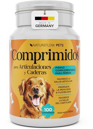 Condroprotector Perros - Suplemento Articulaciones y Cadera con Glucosamina, Condroitina y MSM - 100 Comprimidos - Antiinflamatorio Natural - Made in Germany - Natureflow Pets