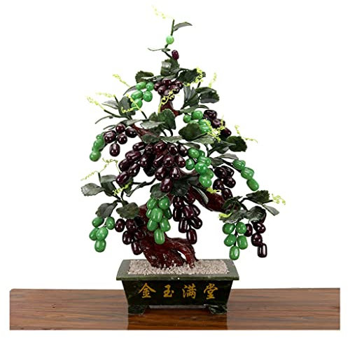 erkebspm Jade Naturel en Pot Vigne Jade Fortune Argent Arbre décoration de la Maison Feng Shui Artisanat Cadeaux Bonne Fortune et prospérité Arbre Feng Shui (Color : A)