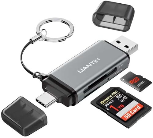 UANTIN SD Card Reader USB C, High-Speed Dual Slot Memory Card Reader, USB 3.0 to Micro SD Card Adapter for SD/MicroSD/SDHC/SDXC/MMC, Compatible with iPhone 16, MacBook Pro/Air, iPad Pro, Galaxy - Grey