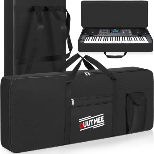 OUUTMEE Borsa per Tastiera - Custodia per Tastiera, Resistente Custodia per Pianoforte in Oxford 600D con Imbottitura da 10mm, Tasca Frontale e Doppie Tracolle - Copertura Protettiva per Pianoforte