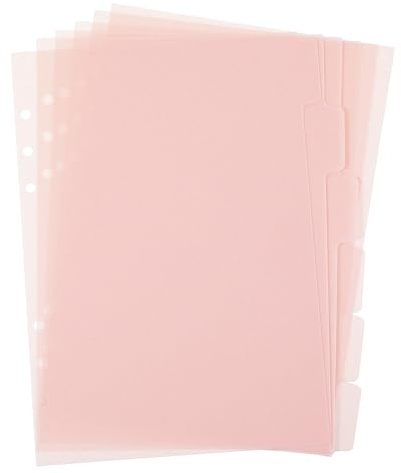 6 Pcs A5 Binder Dividers, 6 Holes Clear Binder Divider Index with Tabs Insertable Plastic Index Divider Sheets for Binders Notebook Journal Diary Memo Notepad (Pink)