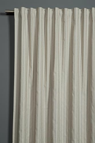 Sehlbach Foulard prêt à Poser avec Bande pour Rideaux, Bandes tissées Verticales, Beige, 140 x 245 cm Rideaux, Tissu Opaque, Ruban intégré, Passants cachés, Certifié Oeko-Tex, Bande de réduction