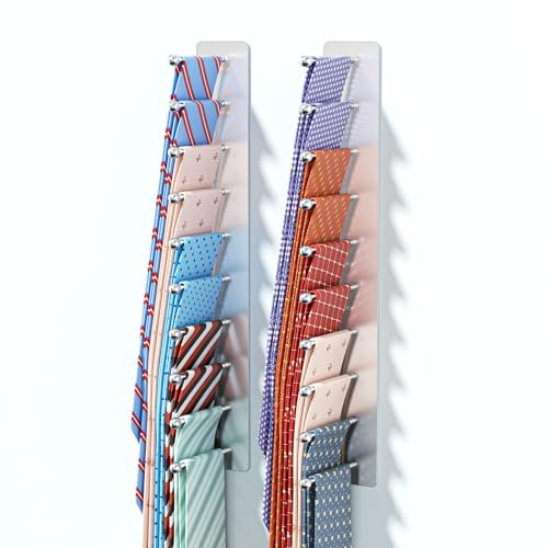 XILIMOR Krawattenhalter Schranktür, Krawatten Aufbewahrung Wand, Krawattenbügel für Männer Metall, Selbstklebende Krawattenhalter mit 20 Haken, für Schlafzimmer, Wohnzimmer, Ankleidezimmer (Silber)