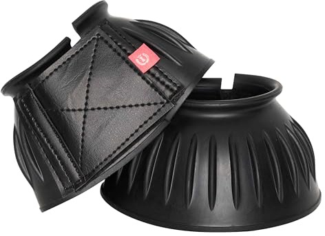 Imperial Riding Bells hovklockor, robusta gummi-bollar, säkert kardborreband, stötdämpande och vattenavvisande, träning och ridning, klassisk design och tillförlitligt skydd, svart, XXL