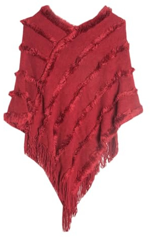 NIUSABOU Manta, chal, poncho y capa, Poncho de punto con cuello en V for mujer, jersey reversible, chal, otoño e invierno, multicolor(3)