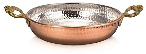 Extra dickwandige Kupferpfannen, handgefertigt, gehämmerte Kupferpfanne, Omelette-Pfanne, türkische Handarbeit, Kochgeschirr, S + M + L + XL Größen (Nr:05)