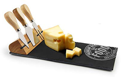 Excelsa Fine Quality Set Tagliere in Ardesia con 3 Punte da Formaggio, 30 x 15 cm