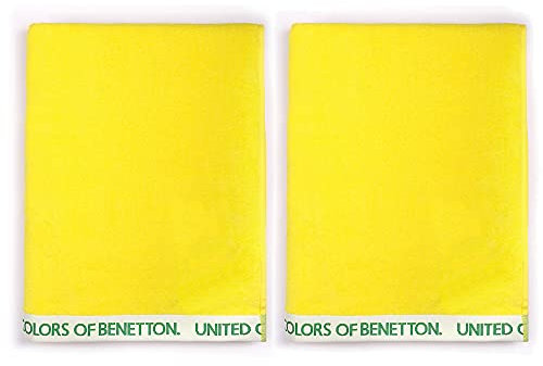 United Farben of Benetton 2er Set Strandtuch 90x160 cm 380 g/m² 100% Baumwolle gelb