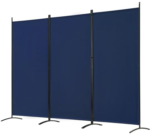 Spurgehom 3 Panel Room Divider Folding Partition Privacy Screens, Freestanding Fabric Room Panel Portable Room Partition Wall Dividers for Home Office Restaurant, 102 W X 71 H (Blue)
