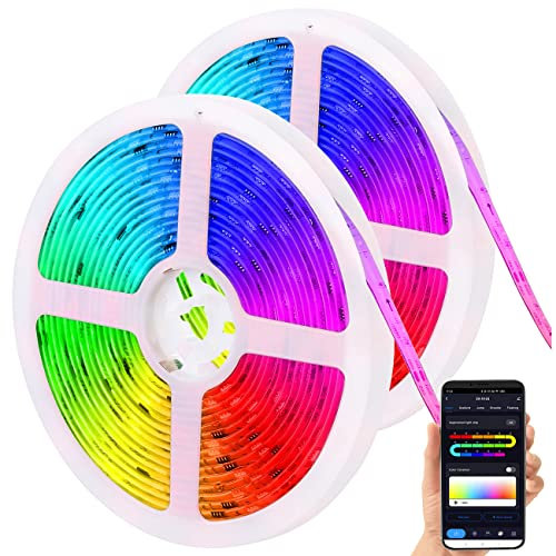 Luminea Home Control LED Bänder: 2er-Set WLAN-RGBIC-LED-Lichtstreifen, App, Sprach- & Soundsteuerung,5m (RGBIC-Strips Alexa, Strip Alexa, Lichtschlauch)