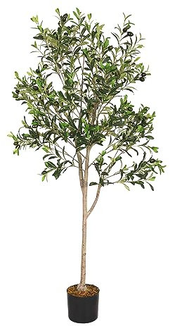 Azoco Künstlicher Olivenbaum, 1,5 m hoch, Kunstseide, gefälschter Olivenbaum für modernes Zuhause, Büro, Wohnzimmer, Bodendekoration für den Innenbereich