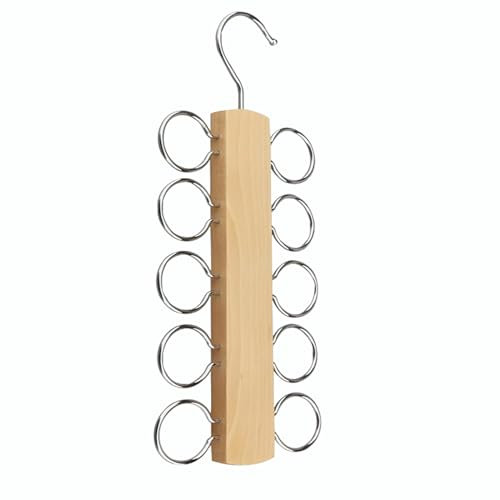 LMSAWK Schalhalter Aufhänger krawattenhalter Schalbügel Holz Krawattenbügel Gürtelhalter mit 10 Löchern, krawattenhalter für kleiderschrank, Krawatten, Gürtel, Schals, Accessoires (Holzfarbe)