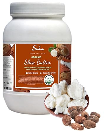 USDA Certified Organic Expeller Pressed White Refined Shea Butter (3 lb)