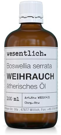 wesentlich. Weihrauchöl - 100% echtes ätherisches Öl - Glasflasche - u.a. für Duftlampe und Diffuser (100ml)