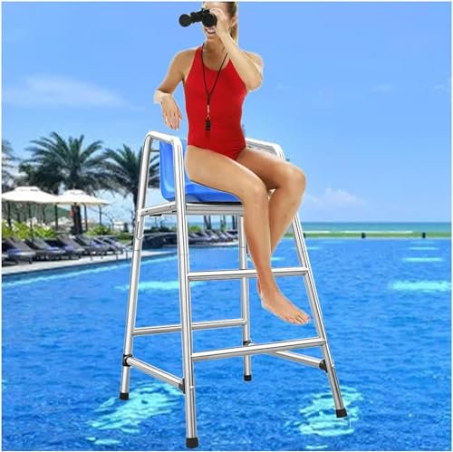 AviiSo Escalera 120cm 150cm 180cm Alto Silla de salvavidas para la playa de Pool Lakes, Taburete de bar desmontable Sillas de salvavidas junto a la piscina con orificio para asiento cómodo(Size:120cm/