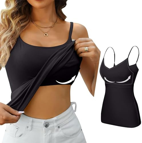 HUIFUAO Camisole Toppar för kvinnor Inbyggd BH Vit Tank Top Kvinna Sommar Grundläggande Elegant Undertröja Väst Svart Dam Tank Top