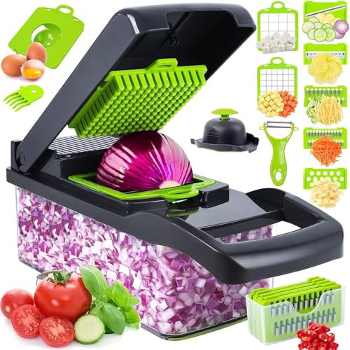 16-in-1 Vegetable Chopper, Mandoline Slicer, Veggie Chopper, Food Chopper with Container, Vegetable Cutter(Home Kitchen Essential Gadget)